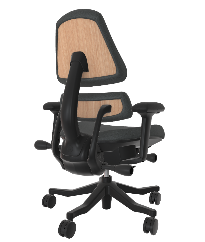 Open Box V2 - Onyx Steel Athlon Natural Oak 5 Spoke w Arms - 11917