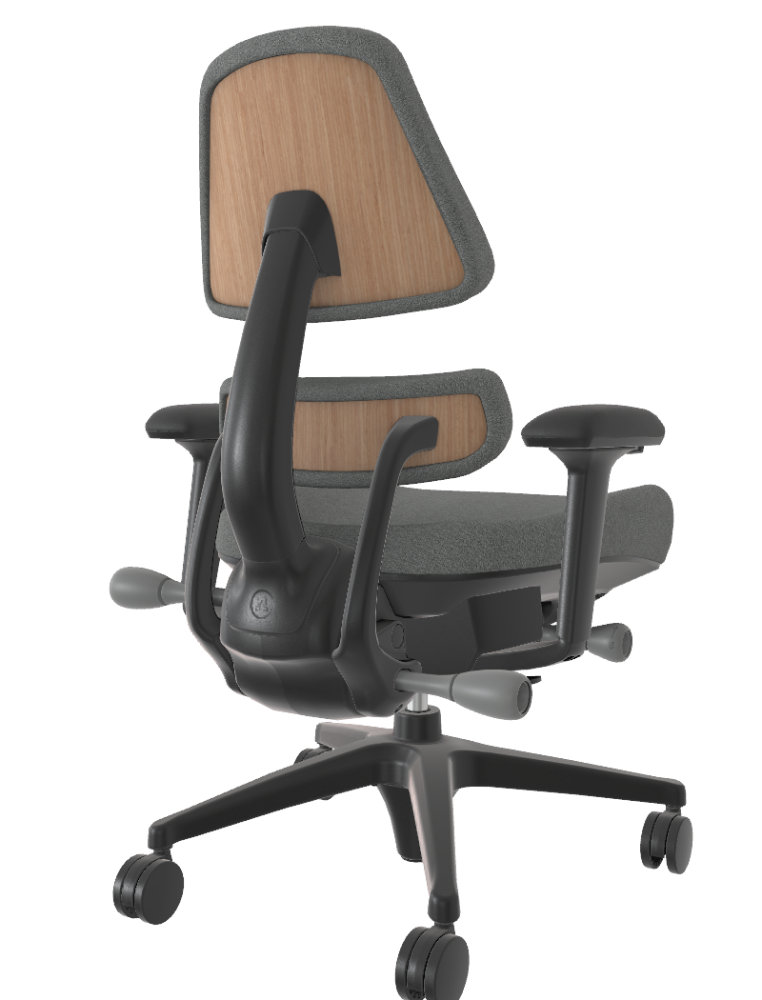 Refurbished - Onyx Steel Boucle Natural Oak w/ Arms - 4395