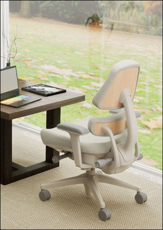 Anthros Chair - Quartz Ivory Athlon Natural Oak 4 Spoke Arms