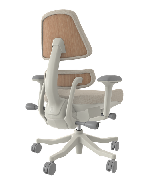 Anthros Chair - Refurbished - Quartz Dune Boucle Natural Oak 5 Spoke w/ Arms