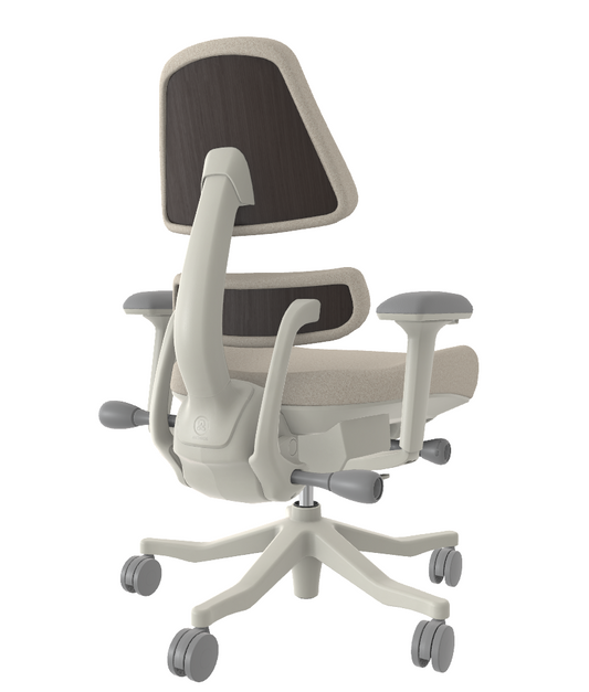 Anthros Chair - Refurbished - Quartz Dune Boucle Walnut 5 Spoke w/ Arms