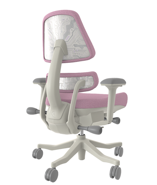 Anthros Chair - Refurbished - Quartz Pink Boucle White Circuit 5 Spoke w/ Arms